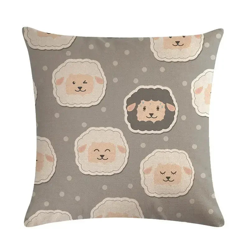 Nordic Cartoon Animal Print Linen Pillowcase for Axyaa Brand