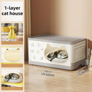 Axyaa Cat House Cabinet: 1-3 Tier, 60cm Wide, Black/Gray for Bedroom/Living Room