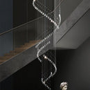 Axyaa Modern Luxury Crystal Chandelier, Chrome Pendant Lamp for High Ceilings, Spiral Stair Decor