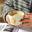 Axyaa Moon Handle Ceramic Mug: Hand-painted, Creative and Lovely Breakfast Cup for Gift