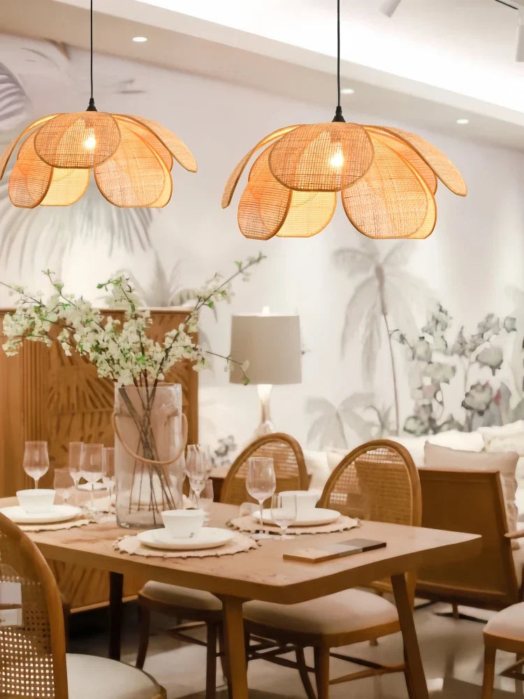 Axyaa Wabi Sabi Rattan LED Pendant Lights for Home Decor