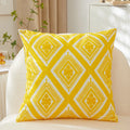 Axyaa Fern Leaves Embroidery Pillow Cover 45x45cm Blue Yellow Grey Square Decor