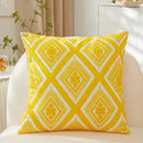 Axyaa Fern Leaves Embroidery Pillow Cover 45x45cm Blue Yellow Grey Square Decor