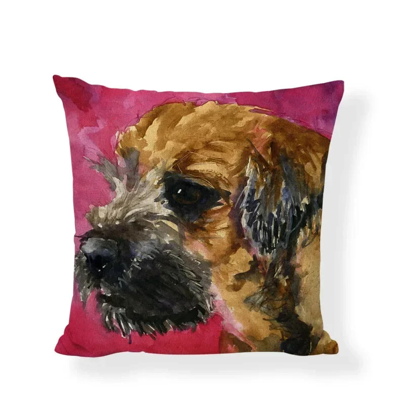 Axyaa Black White Dog Cushion Covers - Home Decor Pillow Cases