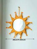Axyaa Boho Macrame Sun Mirror - Home & Bedroom Decor Handmade Yellow Wall Hanging