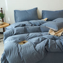 Axyaa Washed Cotton Duvet Cover Set - Blue, Soft, Breathable, Four Season Bed Linens
