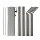 Axyaa Gold Stainless Steel Reusable Drinking Straws Set for Bar Party Cocktail