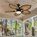 Axyaa Retro 5 Palm Leaf Ceiling Fan Chandelier for Living Room, Dining Room & Bedroom