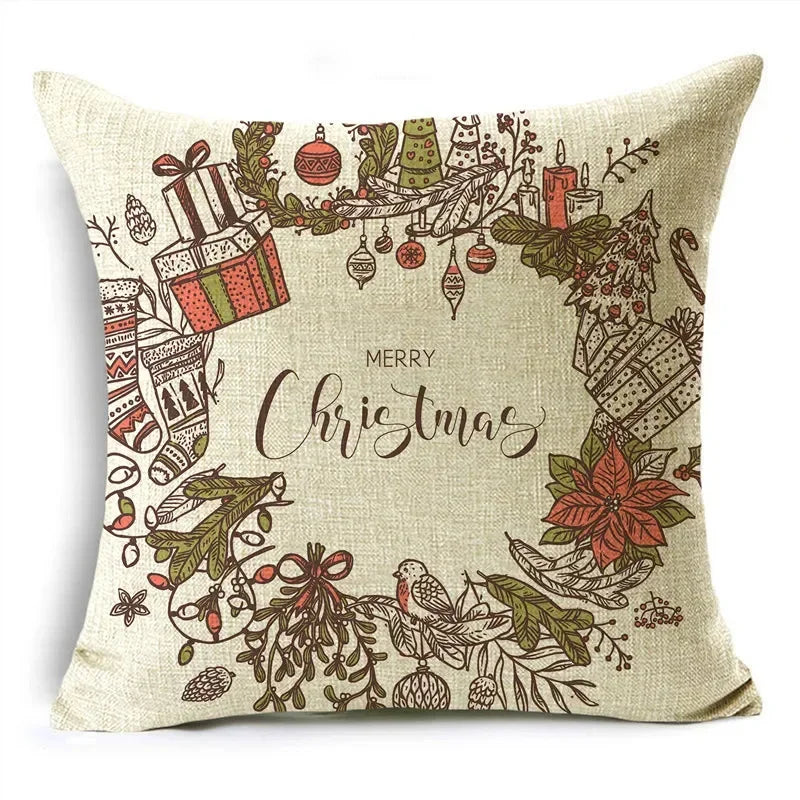 Axyaa Christmas Linen Cushion Cover 45X45CM