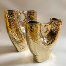 Axyaa Gold Ceramic Vase with Abstract Branches Design