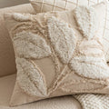 Axyaa Nordic Beige Woven Plush Pillow Cover for Living Room Sofa - 45x45