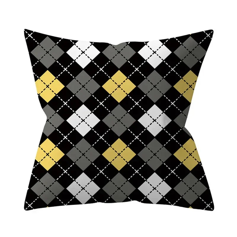 Axyaa Yellow Floral Geometric Cushion Cover 45x45cm