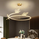 Axyaa Modern Butterfly Chandelier: Luxury Golden Circle Pendant Light for Living Room
