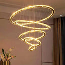 Axyaa Crystal Stair Chandelier - Modern LED Ceiling Hanging Light for Living Room