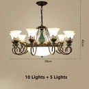 Axyaa Classic Ceramic Chandelier with Metal Iron Arm and Glass Lampshade