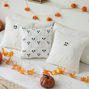 Axyaa Halloween Ghosts Cushion Cover - Soft White Orange Embroidered Texture