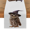 Axyaa Halloween Owl Wizard Hat Table Runner - Elegant Home Dining Decor