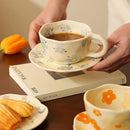 Axyaa Irregular Ceramic Mug Hand-painted Floral Heart Coffee Cup - 300ML