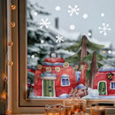 Axyaa Winter Cabin Christmas Window Clings - Snowy Forest Static Decals