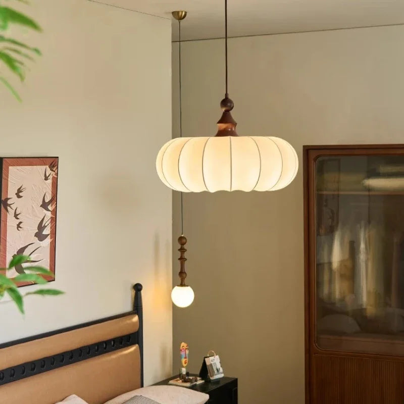Axyaa Retro Fabric Wood Chandelier Classic Pendant Light Collection