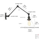 Axyaa Industrial Loft Swing Arm Wall Sconce Clear Glass Pull Chain Switch Bedside Lamp