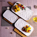 Axyaa White Ceramic Stone Pattern Sushi Plate - Creative Tableware