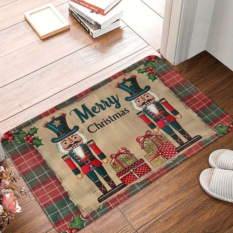 Axyaa Nutcracker Welcome Mat: Soft Non-Slip Floor Decor for Home