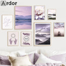Violet Dream Lake Bridge Bloom Canvas Wall Art by Axyaa