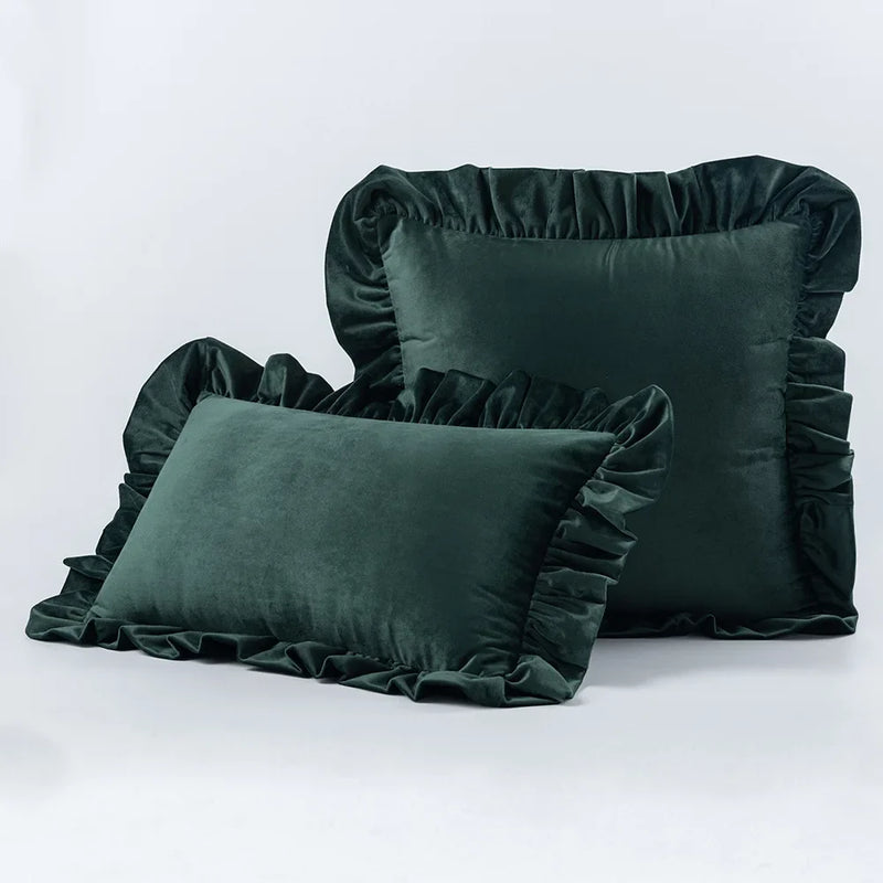 Axyaa Velvet Ruffle Cushion Cover for Home Decor 30x50/45/50cm
