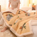 Axyaa Cartoon Pattern Velvet Blanket: Soft Comfort for Winter, Single Double Size