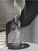 Axyaa Modern Minimalist Duplex Villa Chandelier with LED Light in Gold/Black
