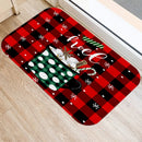 Axyaa Red Plaid Print Door Mat: Non-Slip Home Kitchen Bathroom Carpet