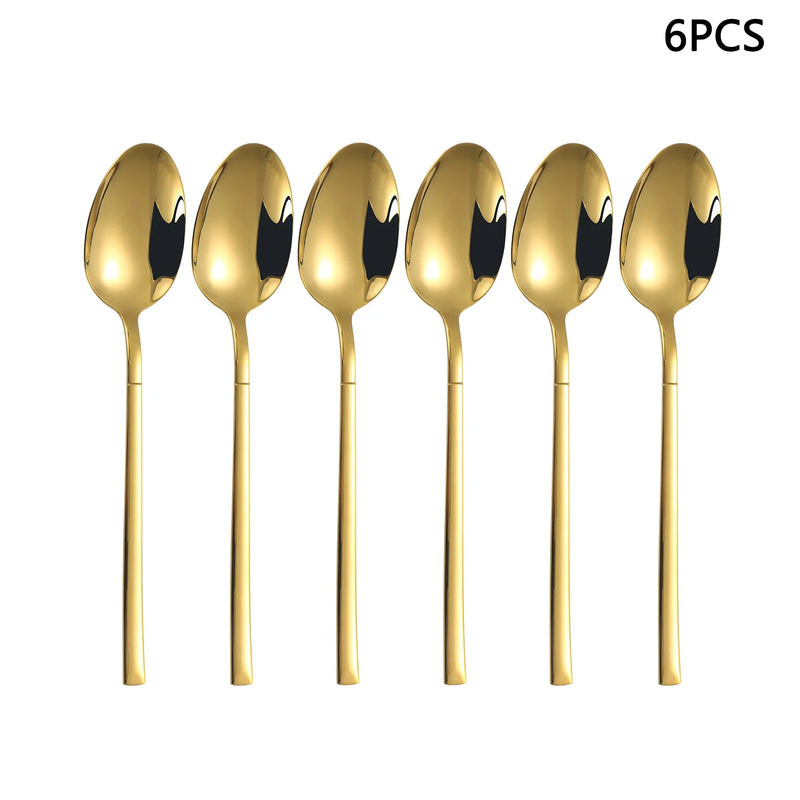 Axyaa Gold Stainless Steel Cutlery Set - Knife, Fork, Spoon - Home Restaurant Hotel Party