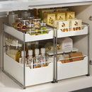 Axyaa 2-Layer Sliding Kitchen Organizer for Seasoning Bottles and Dishes