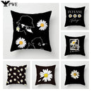 Nordic Daisy Print Pillow Cover by Axyaa - Modern Floral Cushion for Living Room