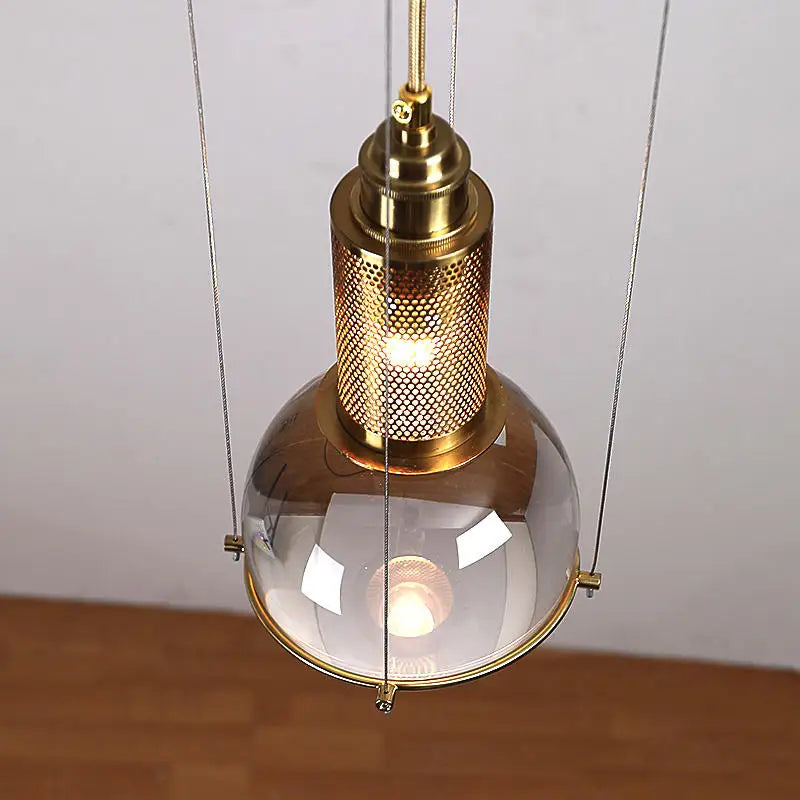 Axyaa Round Glass LED Ceiling Chandelier - Modern Living Room Kitchen Island Pendant Lights