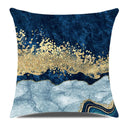 Axyaa Blue & Gold Marbled Pattern Pillow Covers - Elegant Cushion Cover for Home Décor