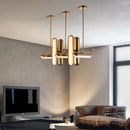 Axyaa Golden Iron Glass Chandelier: Postmodern Art Deco Lighting for Dining Room