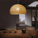 Axyaa Bamboo Rattan Chandelier: Simple New Chinese Style Handmade LED Pendant Light