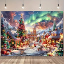 Axyaa Christmas Town Aurora Snow Tapestry for Festive Home Decor