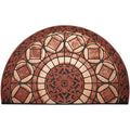 Axyaa Semi-circle Ethnic Floral Floor Mat: Retro Art, Geometric Design, Stain-resistant Rug