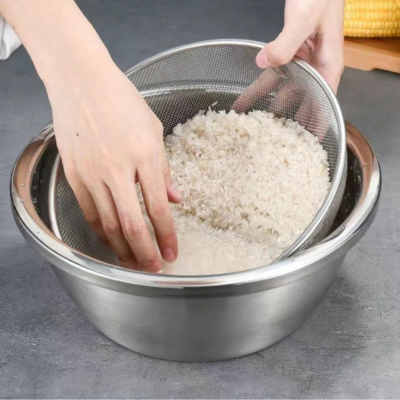 Axyaa Stainless Steel Flour Sieve Colander Basket Kitchen Strainer