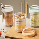 Axyaa Glass Breakfast Cup with Lid and Spoon - Leakproof Oats Container