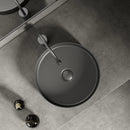 Axyaa 36cm Matte White/Dark Gray Bathroom Sink for Vanity - 14in Diameter