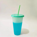 Axyaa Color Changing Cups with Lids and Straws - 710ml Reusable Plastic Tumblers