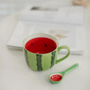 Axyaa Cartoon Watermelon Fruit Ceramic Mug - Cute Breakfast Office Coffee Cup