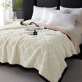 Axyaa Double Layer Rabbit Plush Blanket for Sofa and Air Conditioning