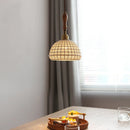 Axyaa Ceramic LED Pendant Lights with Ash Wood Handle for Bedroom Living Room