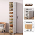 Axyaa Stackable Shoe Organizer Cabinet Drop Front Plastic Foldable Shoe Storage Box