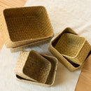 Axyaa Wicker Storage Basket Picnic Laundry Organizer Fruit Seaweed Box